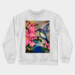 hummingbird feeding on some nectar Crewneck Sweatshirt